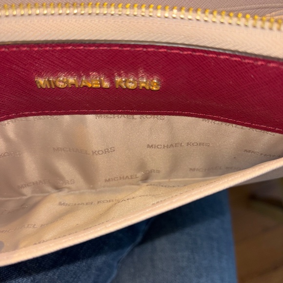 EUC Like  New Michael Kors Leather Continental Blush & Burgundy Wallet - Picture 5 of 5